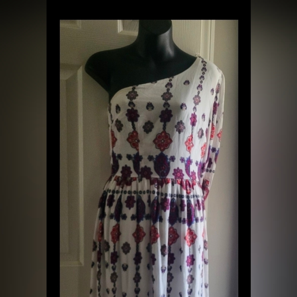 Fashion Nova Women's One-Shoulder Maxi Dress Multicolor Floral Boho Size M